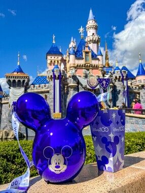 Disney Parks 100 Years of Wonder Popcorn Bucket Metallic Purple New Authentic